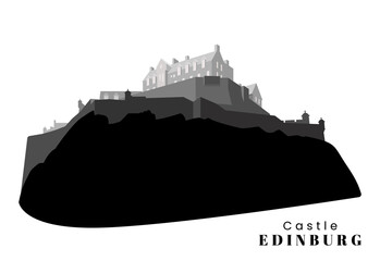 Obraz premium The building of Edinburgh Castle in Scotland. Historical landmark of the United Kingdom. Flat vector illustration main attraction of Edinburgh for website vector illustration.