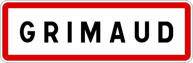 Panneau entrée ville agglomération Grimaud / Town entrance sign Grimaud