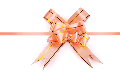Decorative bow with horizontal ribbon isolated on white background