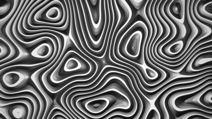 Fototapeta na wymiar Abstract background black and white, fancy metallic lines, circular striped pattern, 3D render illustration.