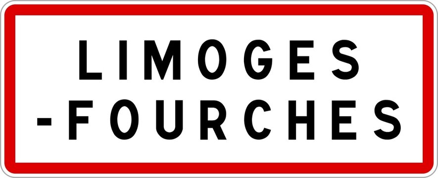Panneau entrée ville agglomération Limoges-Fourches / Town entrance sign Limoges-Fourches