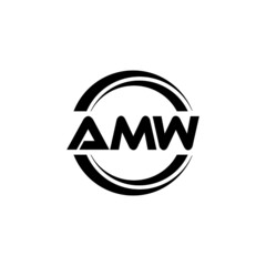 AMW letter logo design with white background in illustrator, vector logo modern alphabet font overlap style. calligraphy designs for logo, Poster, Invitation, etc.
