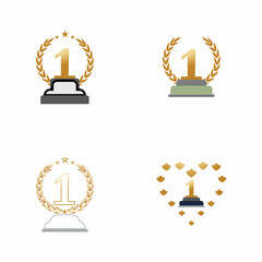 First place trophy cup vector icon illustration