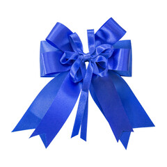 Blue bow isolated on white background.