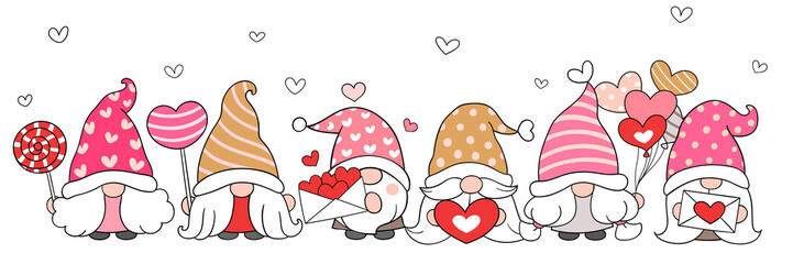Draw banner valentine gnomes Love concept