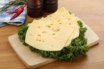 Sliced maasdam cheese for breakfast