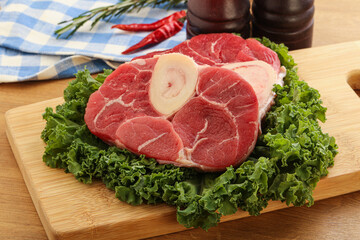 Raw ossobuco beef meat for cooking