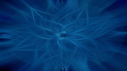 abstract blue flower. bright rays background. psychedelic blue background