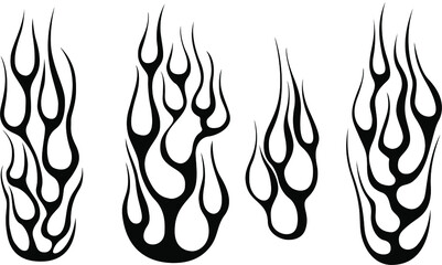 Fire flames isolated template. Tribal vector design. Car stickers. Icon fire illustration. Multiple shape tattoo design.