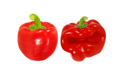 Fresh green bell pepper (capsicum) are distorted shape isolated on  white background with clipping path included.
