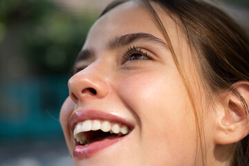 Laughing woman. Portrait of happy smiling girl. Cheerful young beautiful girl smiling laughing...