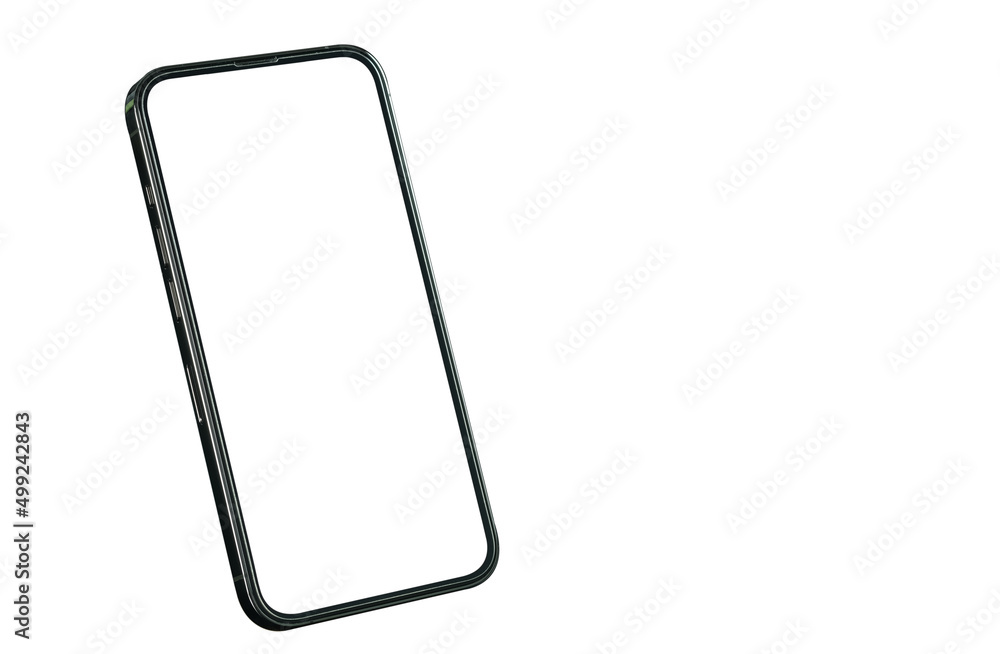 Poster smartphone frame less blank screen with rotated position for template of infographics or presentatio
