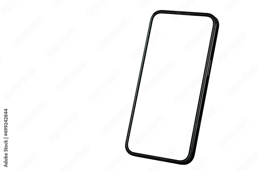 Fototapete smartphone frame less blank screen with rotated position for template of infographics or presentatio