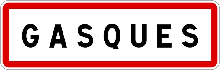 Panneau entrée ville agglomération Gasques / Town entrance sign Gasques