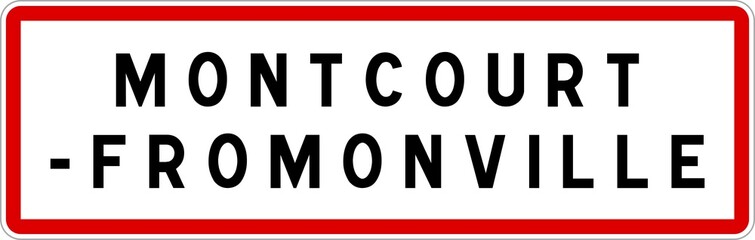 Panneau entrée ville agglomération Montcourt-Fromonville / Town entrance sign Montcourt-Fromonville