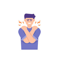 shoulder disease, muscle pain, shoulder injury. a man holds or massages his shoulder to relax muscles and relieve pain. the expression on the face of the aperson who was enduring the pain. health