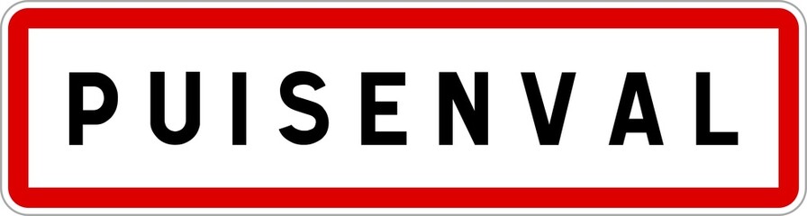 Fototapeta premium Panneau entrée ville agglomération Puisenval / Town entrance sign Puisenval