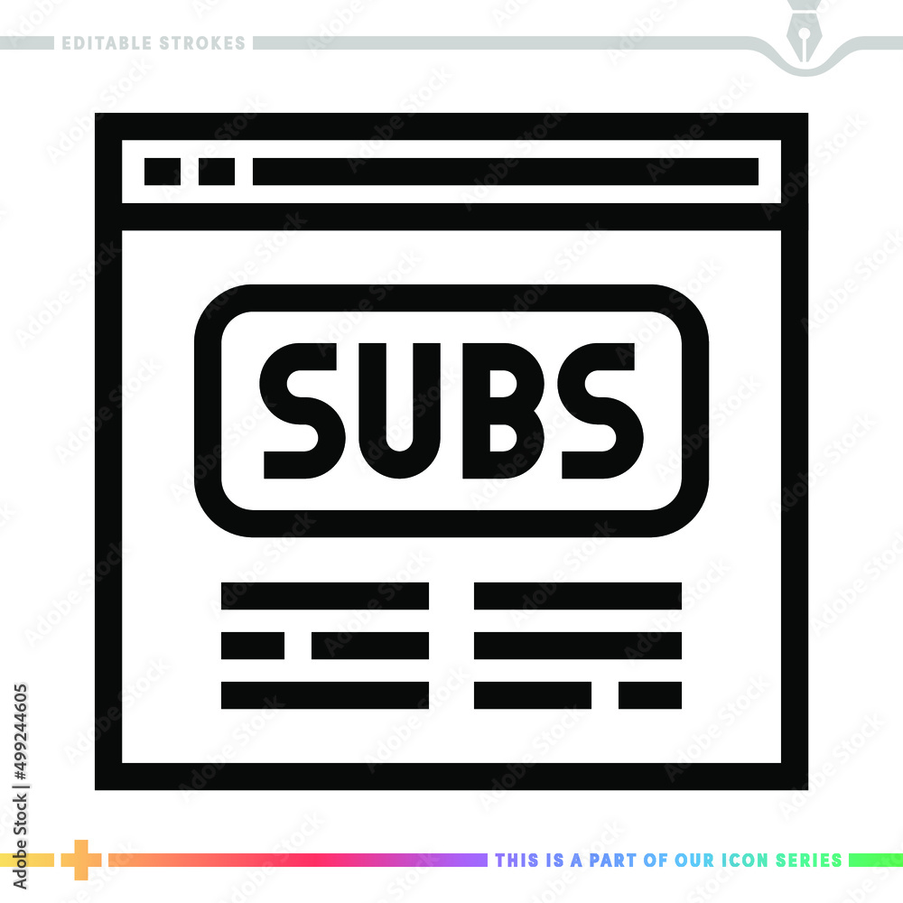 Poster line icon for subscription management illustrations with editable strokes. this vector graphic has c