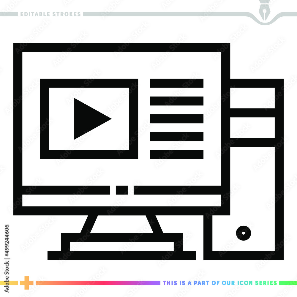 Aufkleber line icon for share videos and channels illustrations with editable strokes. this vector graphic has