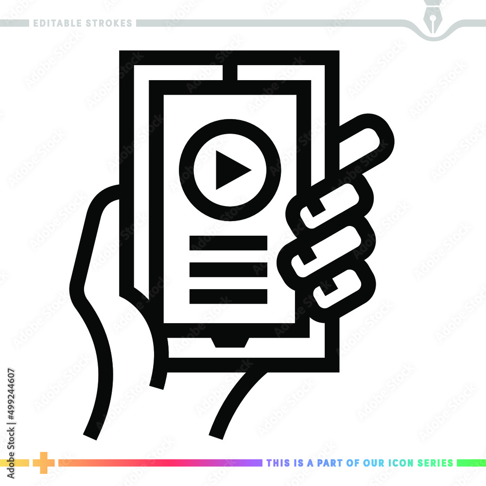 Poster line icon for video sharing app illustrations with editable strokes. this vector graphic has customi