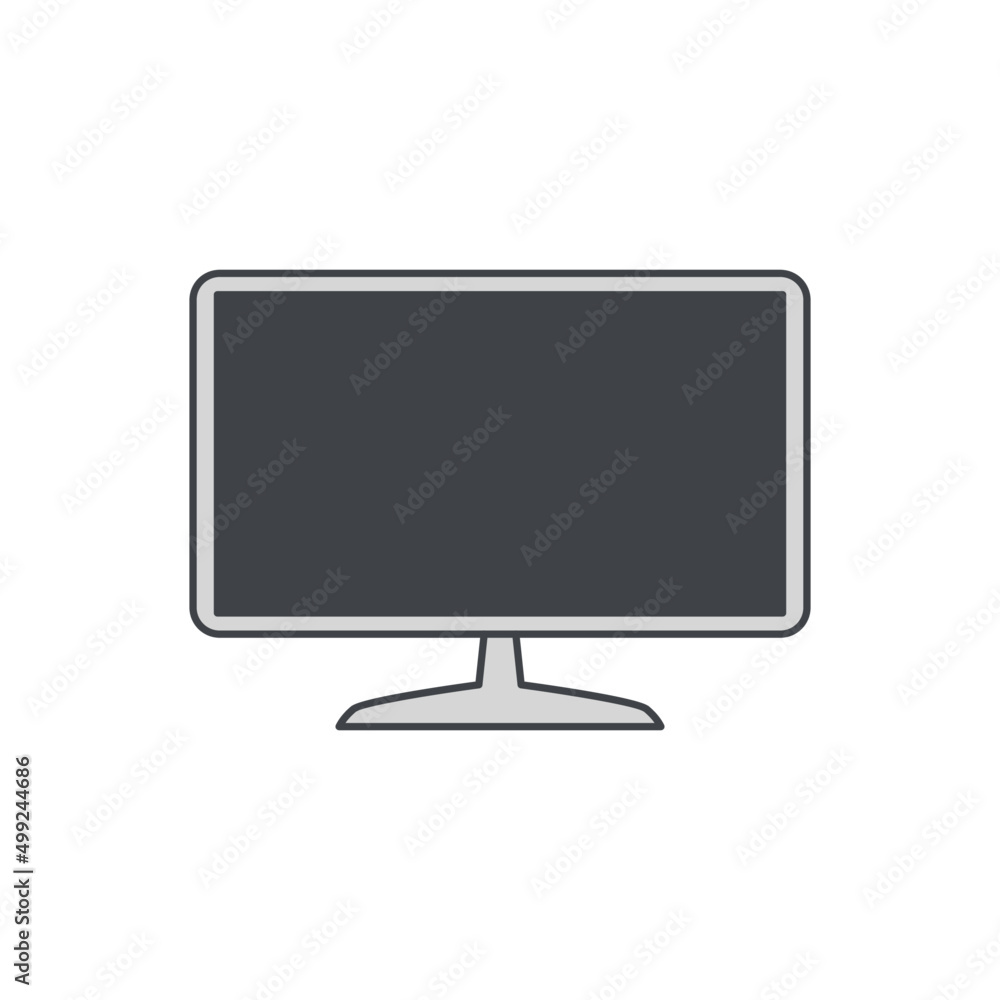 Poster computer spy, computer displayed an eye icon in color icon, isolated on white background