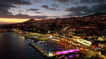 Top view of Funchal town on Madeira.