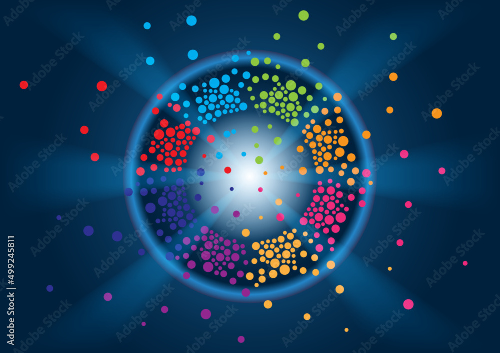 Poster dots diffuse and light ray abstract background.