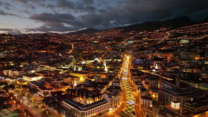 Top view of Funchal town on Madeira.