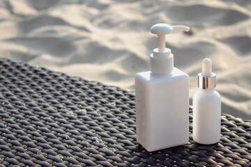 mockup of product medical skin care bottle cosmetic tube of beauty makeup facial, treatment cleanser face foam