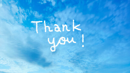 Fototapeta premium 青空の上のThank you!の文字_ワイド