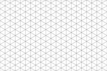 Abstract isometric grid vector seamless pattern. Black and white thin line triangles texture. Monochrome geometric mosaic minimalistic background. Plotting hexagonal, triangular ruler for drafting.