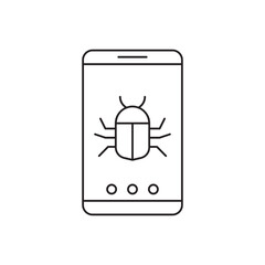 Bug smartphone, virus icon line style icon, style isolated on white background