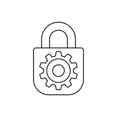 Lock control, security options, padlock with cogwheel  icon line style icon, style isolated on white background