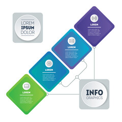 Business presentation concept. Summary report  with 4 options. Template of mind map or diagram. Info graphics of technology or industrial process with four steps.