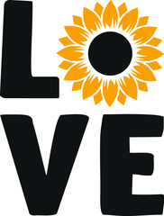 Love Sunflower Silhouette Cricut SVG For Sublimation Products, T-shirts, Pillows, Cards, Mugs, Bags, Framed Artwork, Scrapbooking
