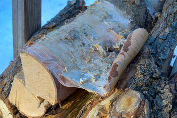 Firewoods mainly from birch. Nice birchbark