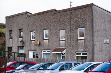 Derelict council house in poor housing estate slum with many social welfare issues