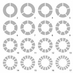 Set of round graphic pie charts icons. Segment of circle infographic