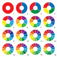 Obraz premium Set of round graphic pie charts icons. Segment of circle infographic