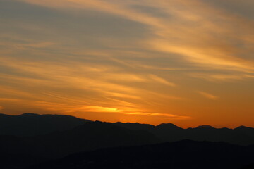 長野県アルプス　夕焼けシュルエット
Nagano Alps Sunset Silhouette