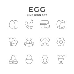 Set line icons of egg
