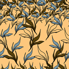 Plant patterns with plant leaves. Design for postcard, packaging, fabric, poster and backdrop.