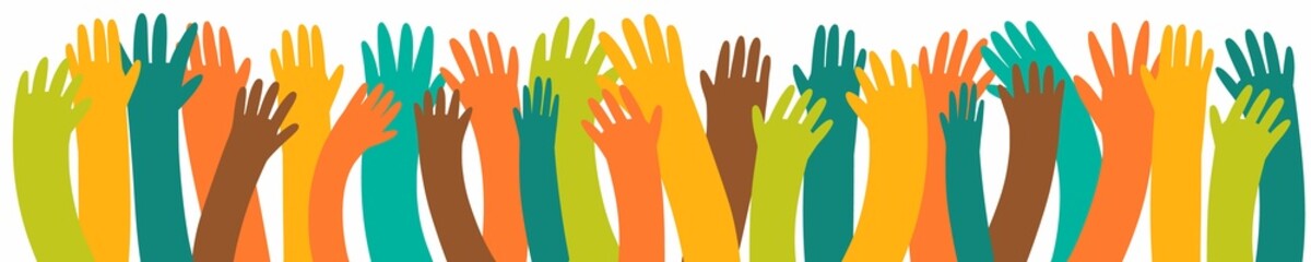 Illustration of human hands raised up