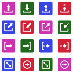 Arrow Icons. White Flat Design In Square. Vector Illustration.