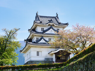石垣の上にそびえる美しい宇和島城
