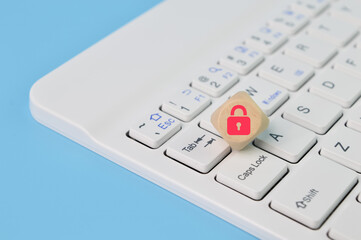 Padlock symbol on laptop keyboard. Cyber security and data protection concept. concept.