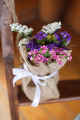 flower bouquet decoration with jute
