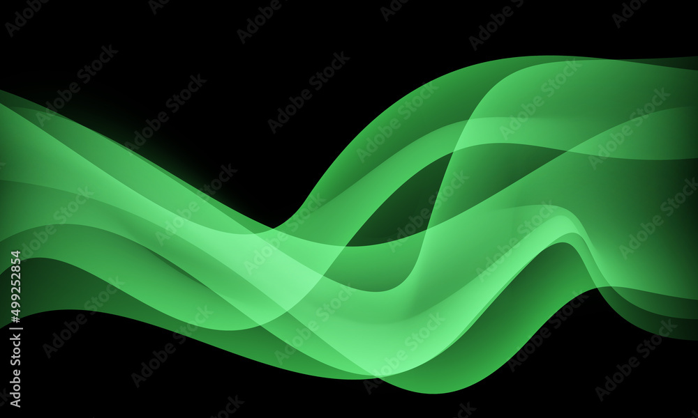 Wall mural Abstract green wave curve on black design modern luxury futuristic background vector