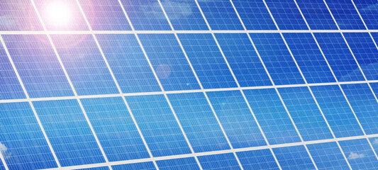 Solar panels and blue sky, solar panels, solar generator systems. Clean technology for a better...