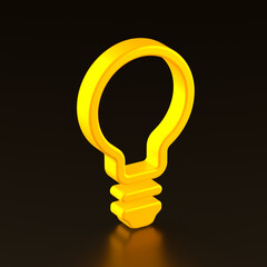 Bulb Symbol on Black Background. 3d Rendering